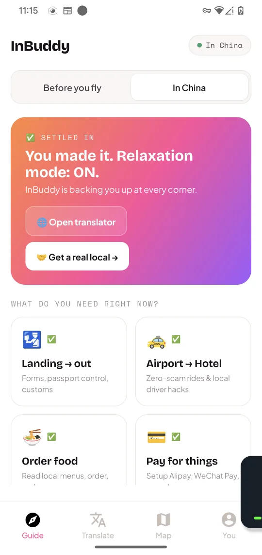 InBuddy guide with practical help for travel in China